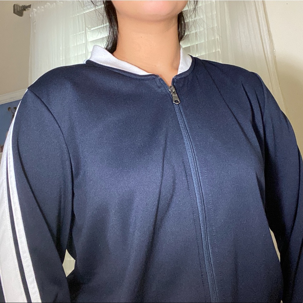 Blue & white track sweater